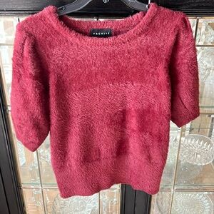 Maroon furry sweater short sleeve size medium